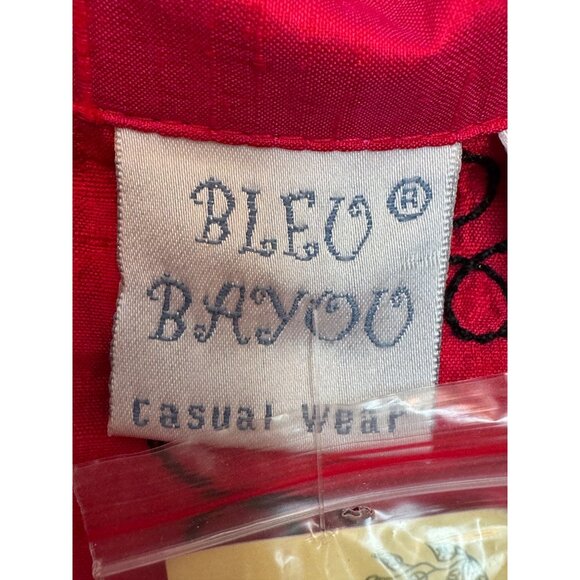Bleu Bayou Dupioni Silk Womens Red Floral Tunic Shirt Size M Hand Embroidered - Picture 5 of 7